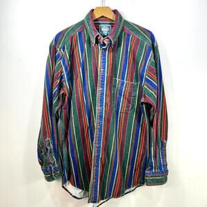 Vintage Woolrich Flannel Shirt 90s Multi Stripe Button Down Size L USA